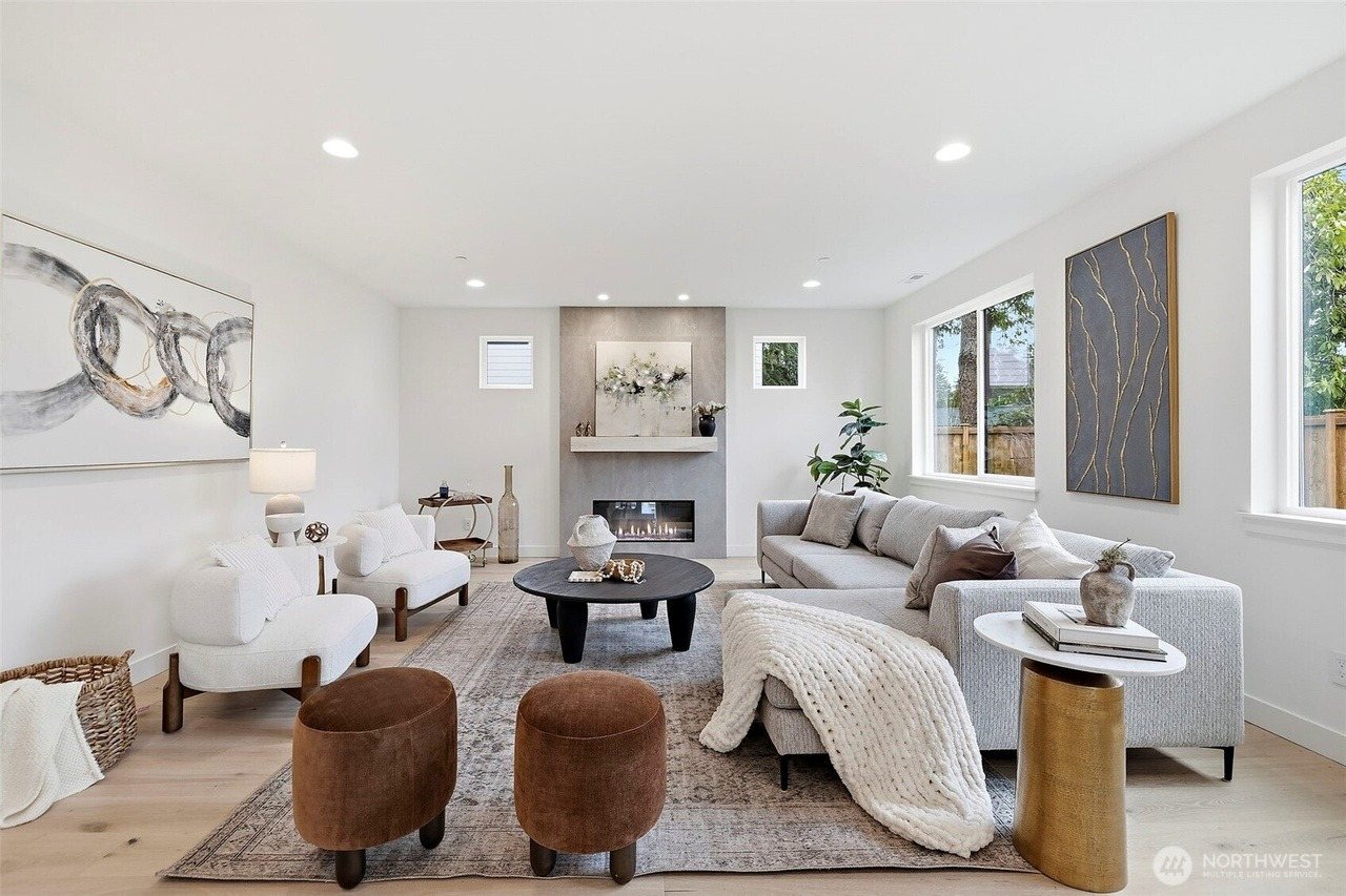 Elevated staged living room